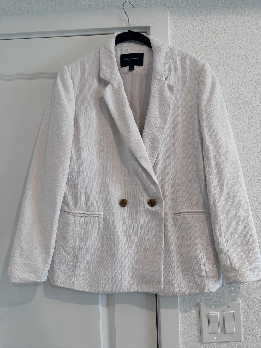 Banana Republic Blazer White Textured Double Breasted Size 12